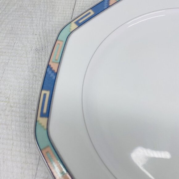 Christopher Stuart SOUTHWEST Green Blue Coral Rim White China Salad Plates Set 5 - Picture 16 of 16